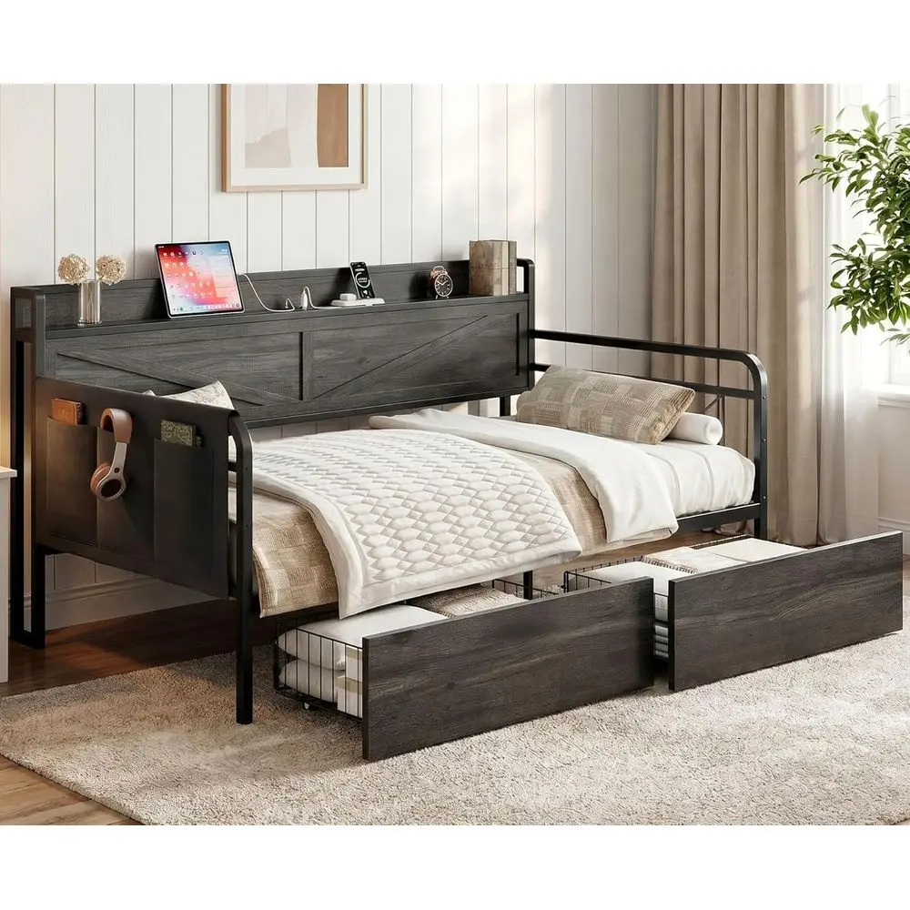 LIKIMIO Twin Daybed, with 2 Storage Ders & Side ket, armhouse Storage board with Charging Station, Premium Day Bed or Living Roo
LIKIMIO Twin Daybed, with 2 Storage Ders & Side ket, armhouse Storage board with Charging Station, Premium Day Bed or Living Roo