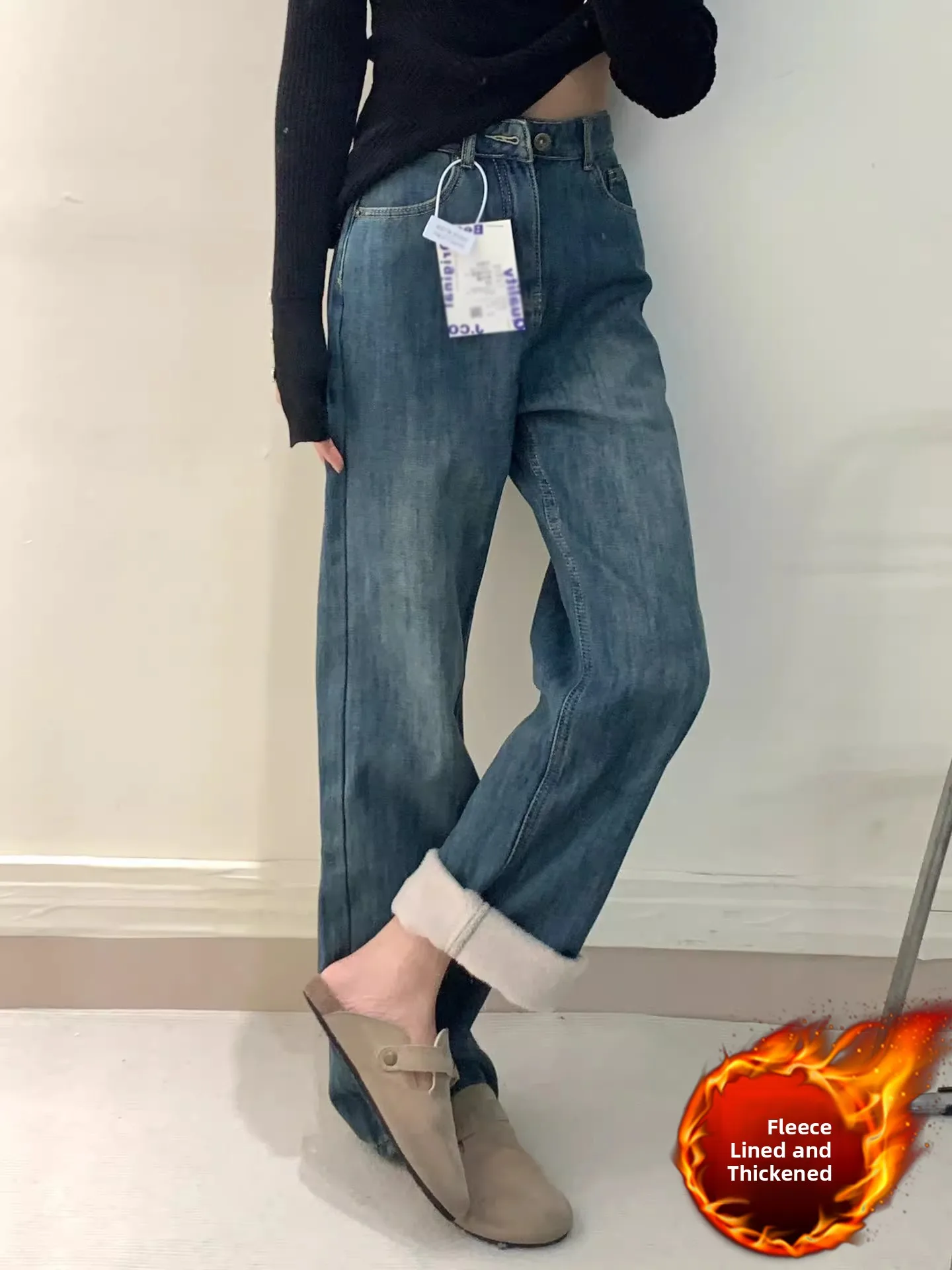 High Waist Wide Leg Jeans Women's Autumn plus Size Slimming Fce Lined Straight Cut Long Pants Winter Casual Sle Blue
High Waist Wide Leg Jeans Women's Autumn plus Size Slimming Fce Lined Straight Cut Long Pants Winter Casual Sle Blue