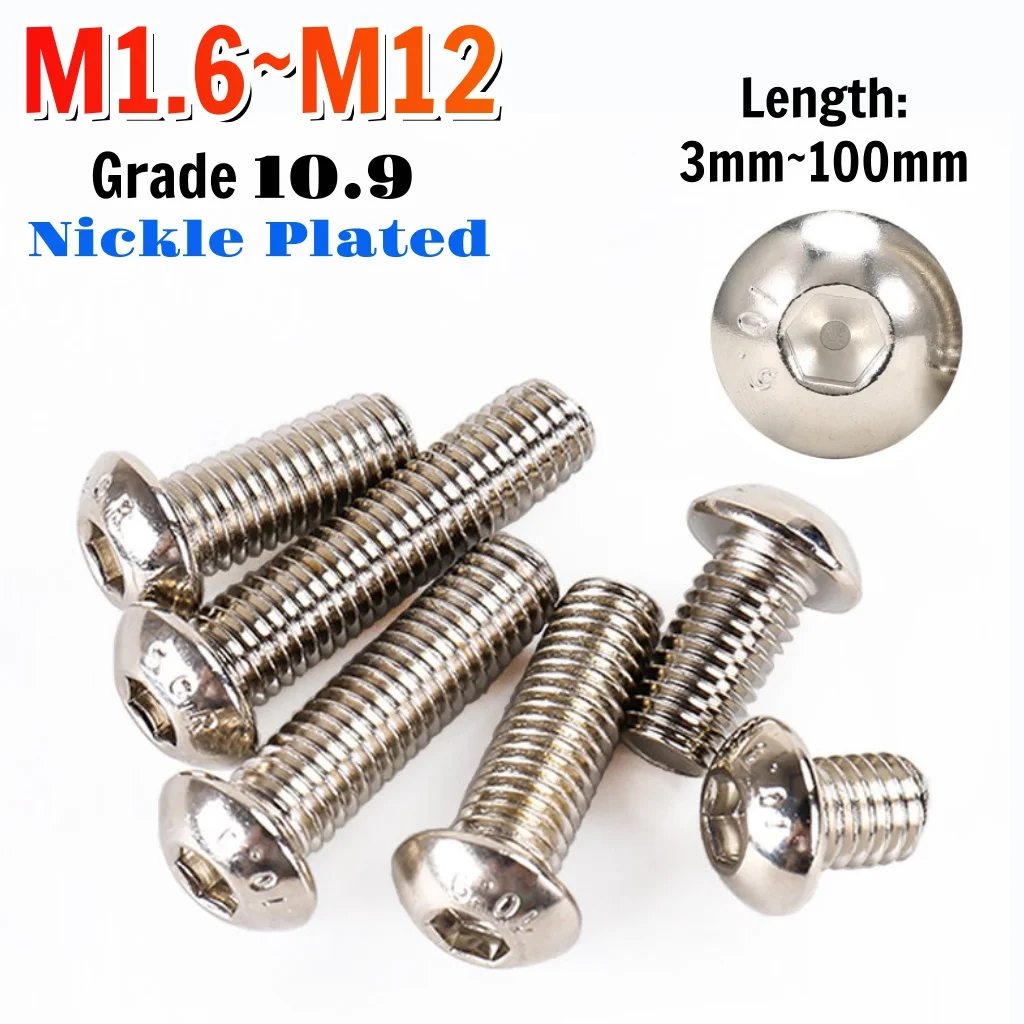 Beicai Grade 10.9 Nickel Plated Round Button Hex Socket Screws Mushroom Allen Bolt Screw M1.6 M2 M2.5 M3 M4 M5 M6 M8 M10 M12
Beicai Grade 10.9 Nickel Plated Round Button Hex Socket Screws Mushroom Allen Bolt Screw M1.6 M2 M2.5 M3 M4 M5 M6 M8 M10 M12