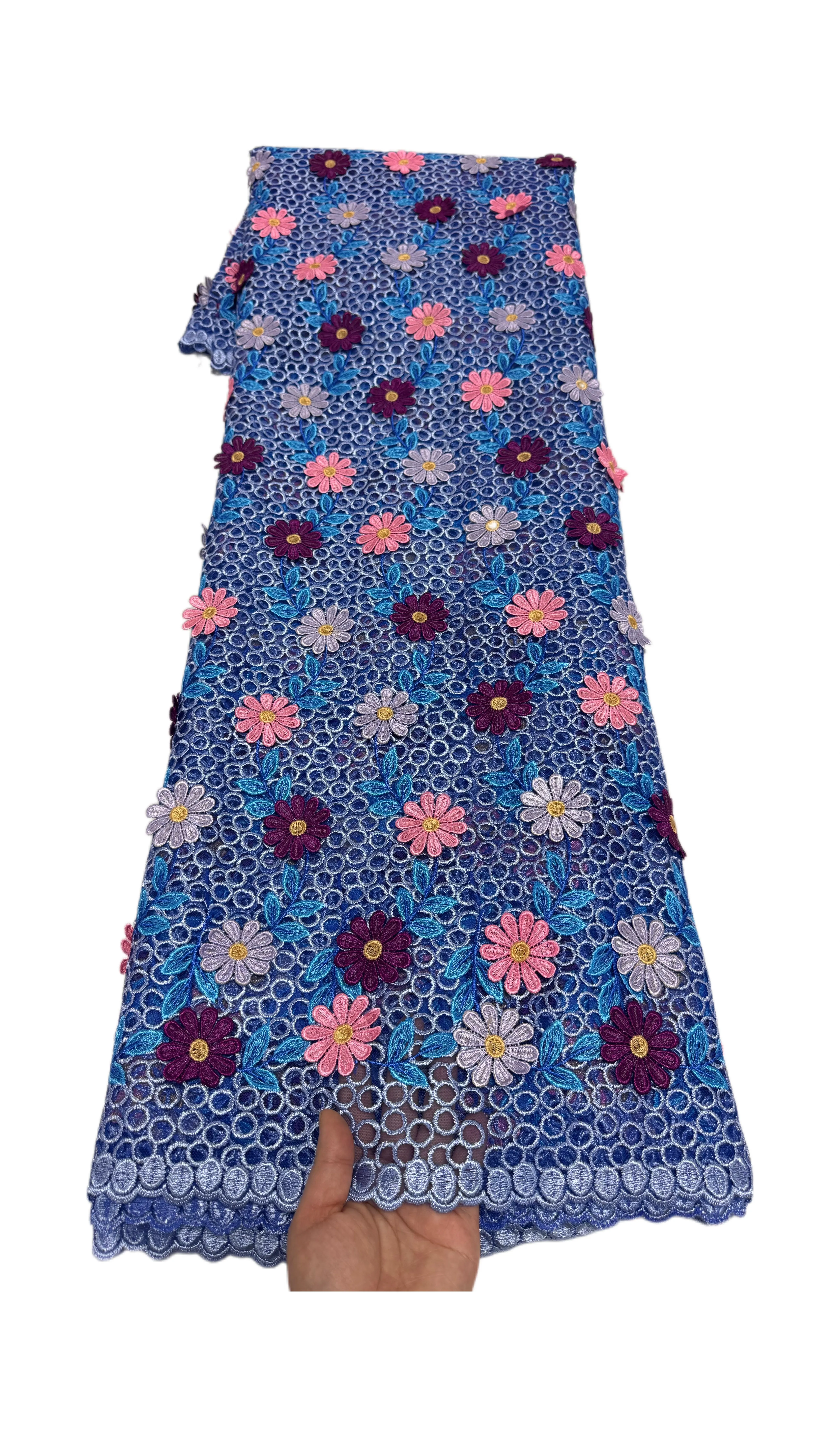 5Yards Nigerian Aso Ebi Lace Fabric, Colorful Daisy Flower Embroidery Hollow Out Tulle Lace for Wedding & Traditional Events
5Yards Nigerian Aso Ebi Lace Fabric, Colorful Daisy Flower Embroidery Hollow Out Tulle Lace for Wedding & Traditional Events
