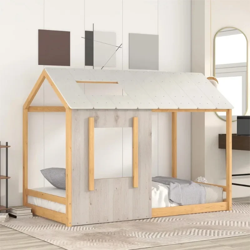Euroco Wood Twin Size House Platform Bed with Roof and Window for Kids, Natural
Euroco Wood Twin Size House Platform Bed with Roof and Window for Kids, Natural