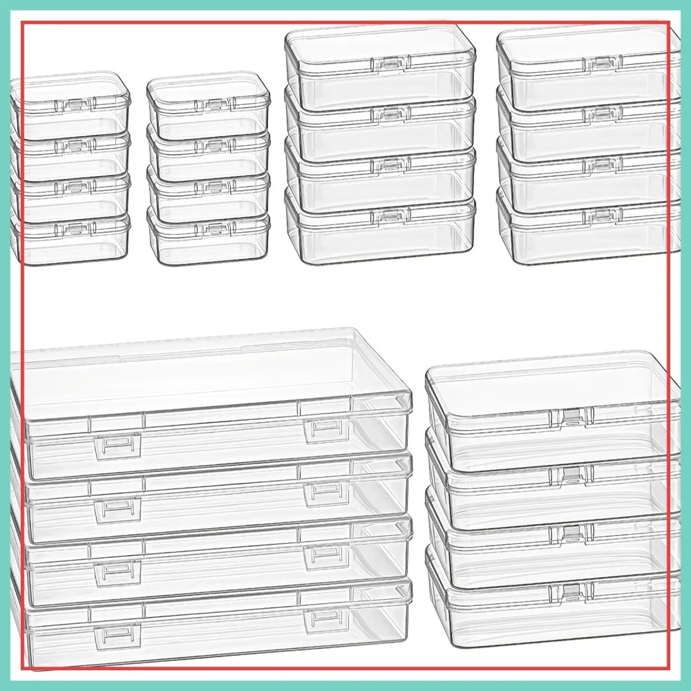 24 Pieces Mixed Sizes Rectangular Empty Mini Clear Plastic Storage Boxes with Hinged Lids for Small Items & Crafts
24 Pieces Mixed Sizes Rectangular Empty Mini Clear Plastic Storage Boxes with Hinged Lids for Small Items & Crafts