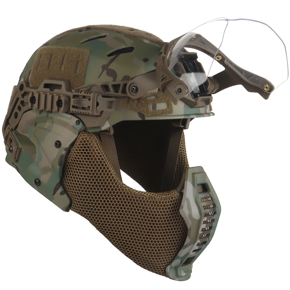 Tactical Full Protective Helmet with Half Face Mask Mouthguard / Flip Goggles / Ear Cover for Hunting Airsoft Paintball Helmet
Tactical Full Protective Helmet with Half Face Mask Mouthguard / Flip Goggles / Ear Cover for Hunting Airsoft Paintball Helmet