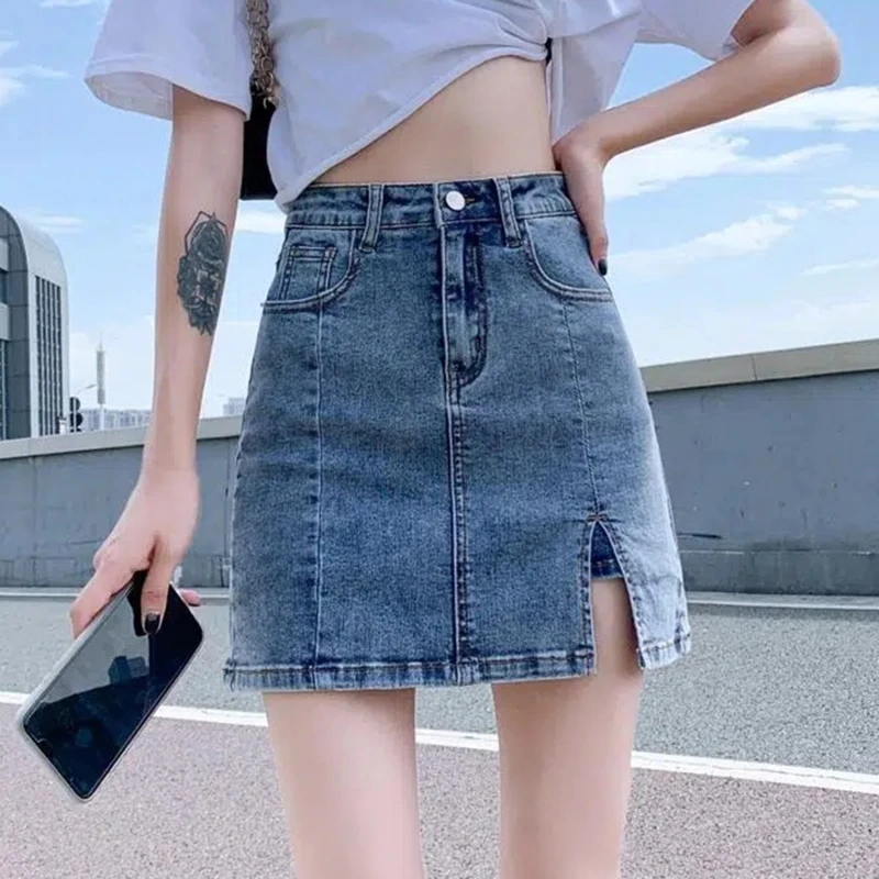 Korean High Waisted Denim Short Skirt Women Summer Sexy Tight Bag Hip Skirts Woman A-line Pants Skirt With Slit Skirt 2024 New
Korean High Waisted Denim Short Skirt Women Summer Sexy Tight Bag Hip Skirts Woman A-line Pants Skirt With Slit Skirt 2024 New
