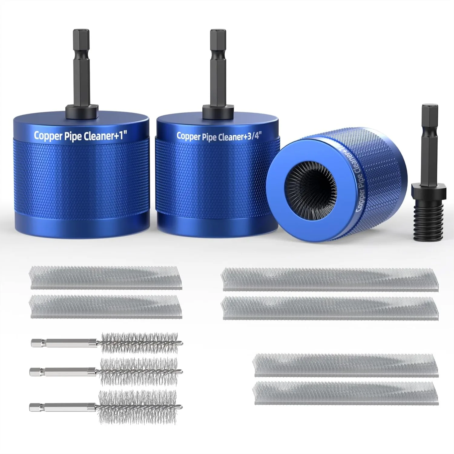 Copper Pipe Cleaner Kit for Drill, 6 Brush Blades & 3 Wire Bore Brushes, Plumbing Tool for Soldering & Battery Terminal Cleaning
Copper Pipe Cleaner Kit for Drill, 6 Brush Blades & 3 Wire Bore Brushes, Plumbing Tool for Soldering & Battery Terminal Cleaning