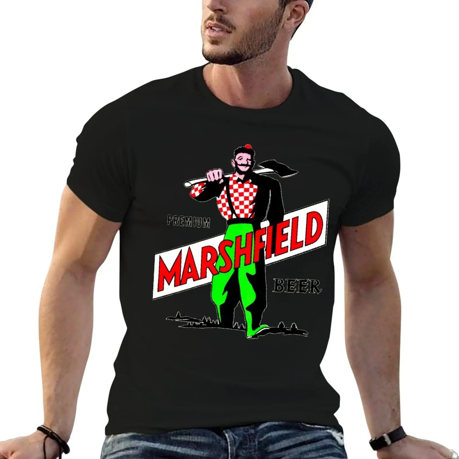1950s Marshfield Premium Beer logo T-Shirt man graphic t shirt t shirts for man graphic tees man t shirts for men casual T-shirt
1950s Marshfield Premium Beer logo T-Shirt man graphic t shirt t shirts for man graphic tees man t shirts for men casual T-shirt