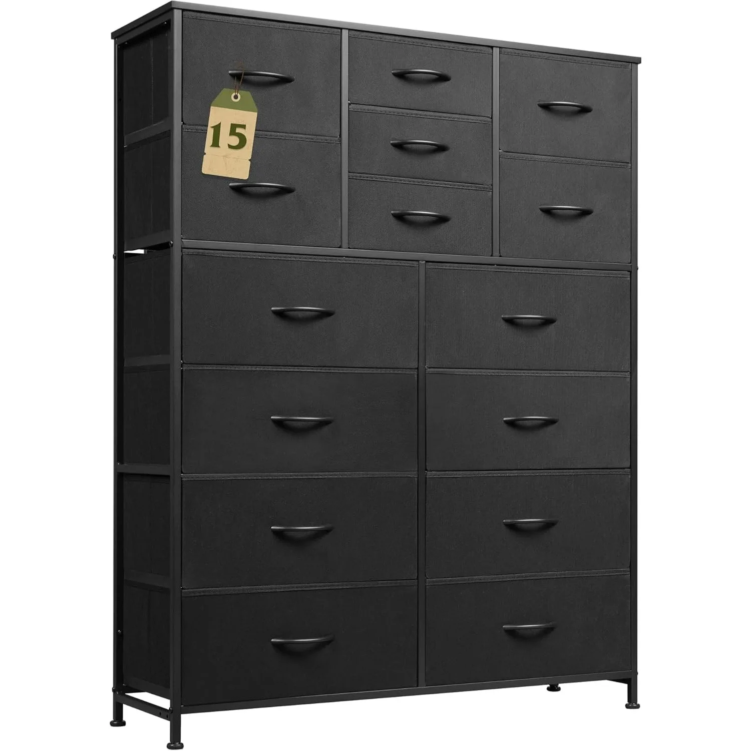 Tall Black Dresser for Bedroom Furniture, Fabric Dressers Storage Tower with 15 Deep Drawers, Wooden Top
Tall Black Dresser for Bedroom Furniture, Fabric Dressers Storage Tower with 15 Deep Drawers, Wooden Top