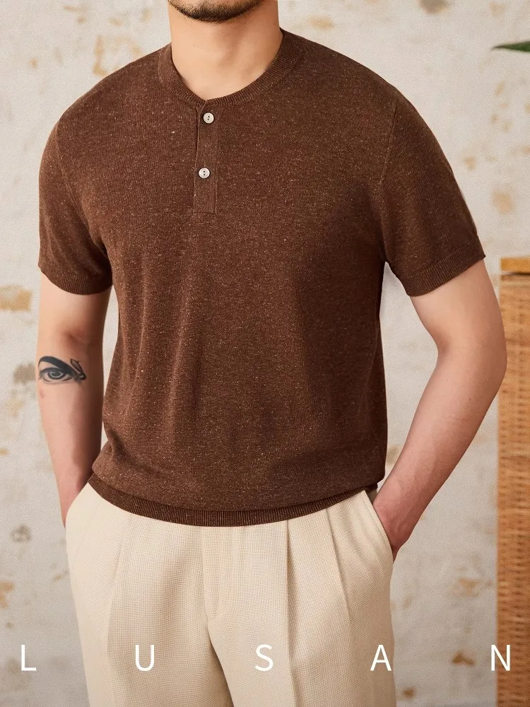 Men's Linen Blend Knit T-Shirt - Summer Lightweight Breathable Henry Collar Short Sleeve Old Money Style
Men's Linen Blend Knit T-Shirt - Summer Lightweight Breathable Henry Collar Short Sleeve Old Money Style