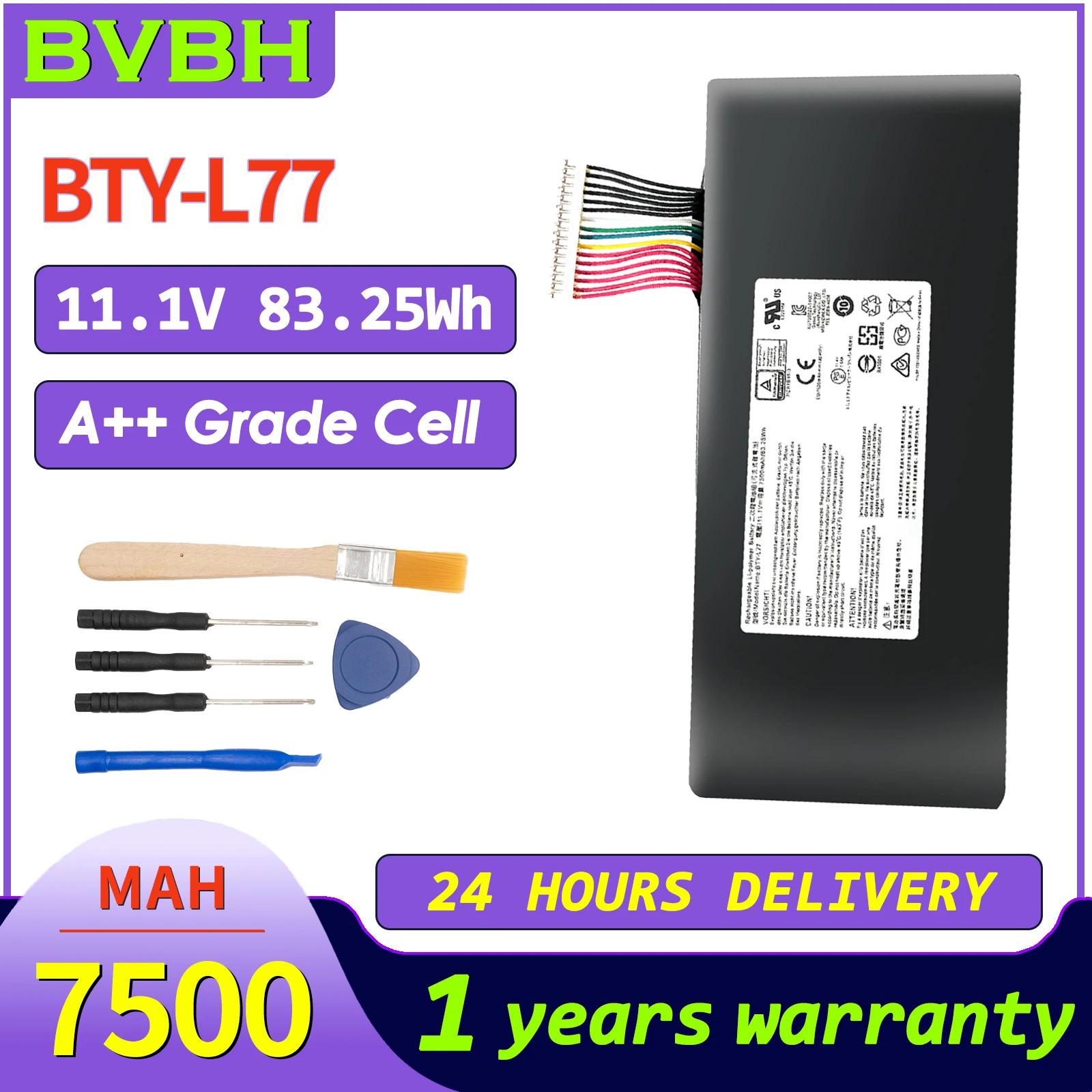 Аккумулятор BVbh BTY-L77 для ноутбука MSI GT72/2QD/GT72S/6QF 2PE-022CN/2QD-1019XCN/2QD-292XCN 7500 мАч
Аккумулятор BVbh BTY-L77 для ноутбука MSI GT72/2QD/GT72S/6QF 2PE-022CN/2QD-1019XCN/2QD-292XCN 7500 мАч