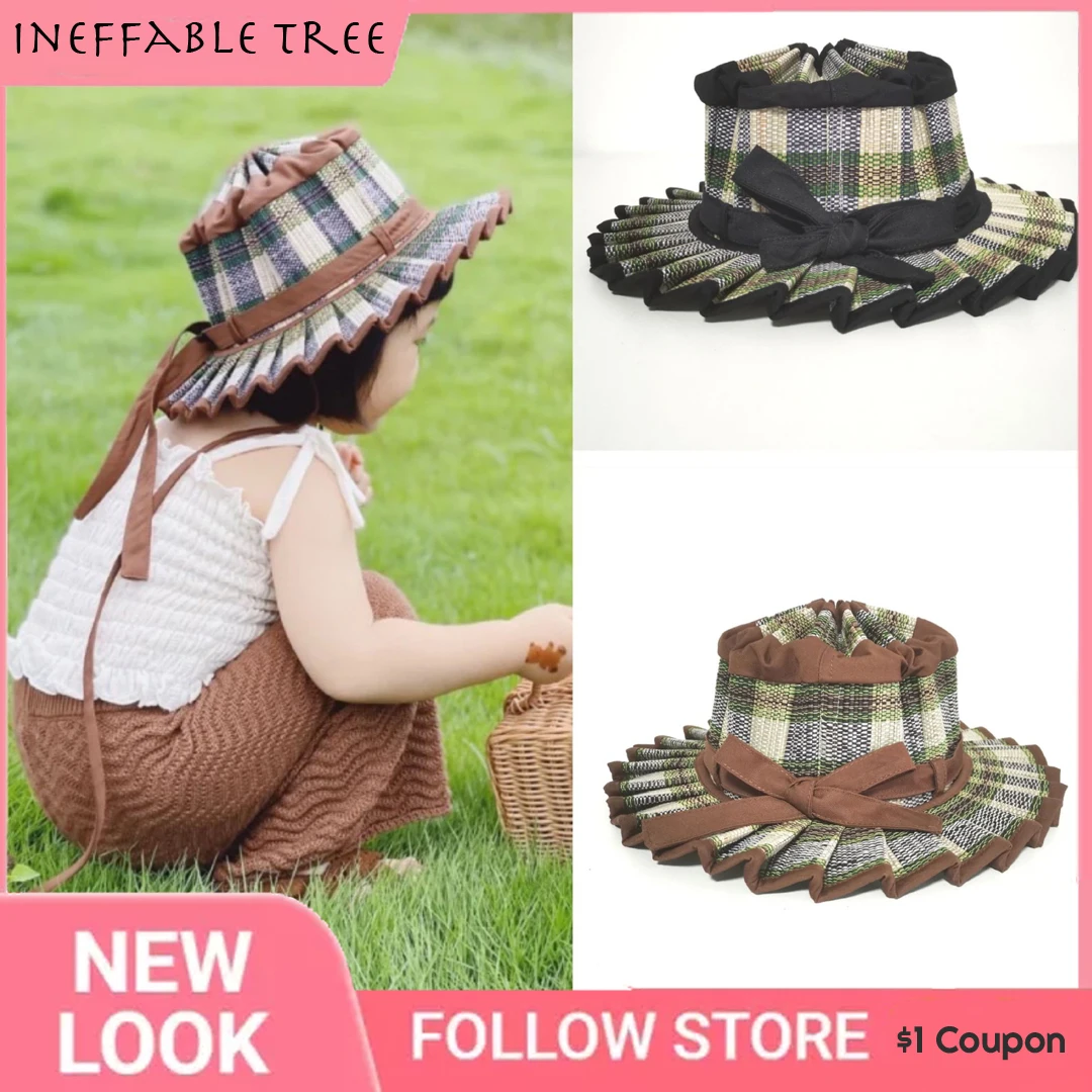 INS Children's Straw Hat Retro Short-brimmed Plaid Fisherman Hat Foldable Sun Protection Straw Hat Beach Travel Holiday Sun Hat
INS Children's Straw Hat Retro Short-brimmed Plaid Fisherman Hat Foldable Sun Protection Straw Hat Beach Travel Holiday Sun Hat