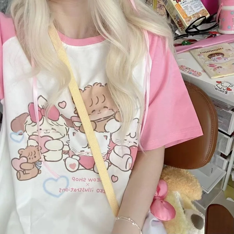 DEEPTOWN Kawaii Sweat Pink Tees Women Japanese Fashion Y2k Harajuku Cartoon Print Patchwork Loose Cutecore T-shirts Soft Gril
DEEPTOWN Kawaii Sweat Pink Tees Women Japanese Fashion Y2k Harajuku Cartoon Print Patchwork Loose Cutecore T-shirts Soft Gril
