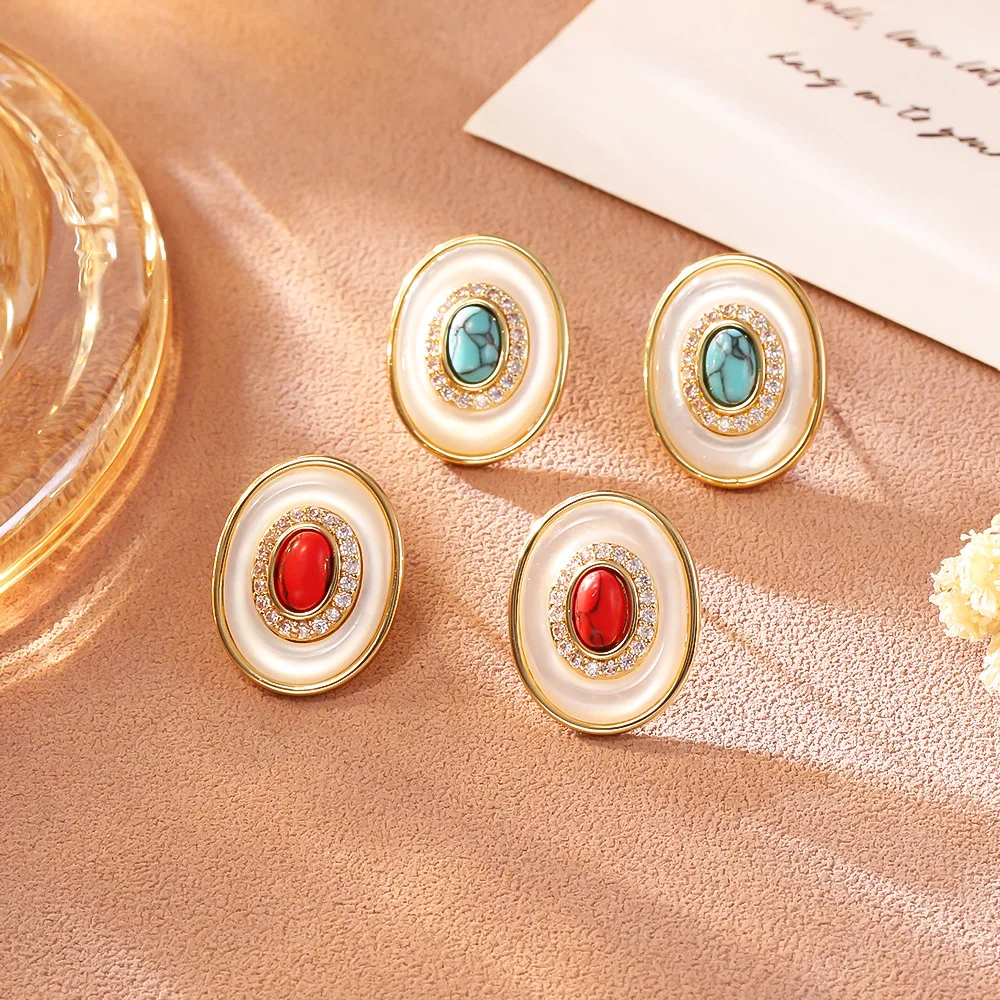 Natural Fritillaria Turquoise Zircon Earrings Light Luxury High-end Oval Earrings Exquisite Fashion Personalized Earrings
Natural Fritillaria Turquoise Zircon Earrings Light Luxury High-end Oval Earrings Exquisite Fashion Personalized Earrings
