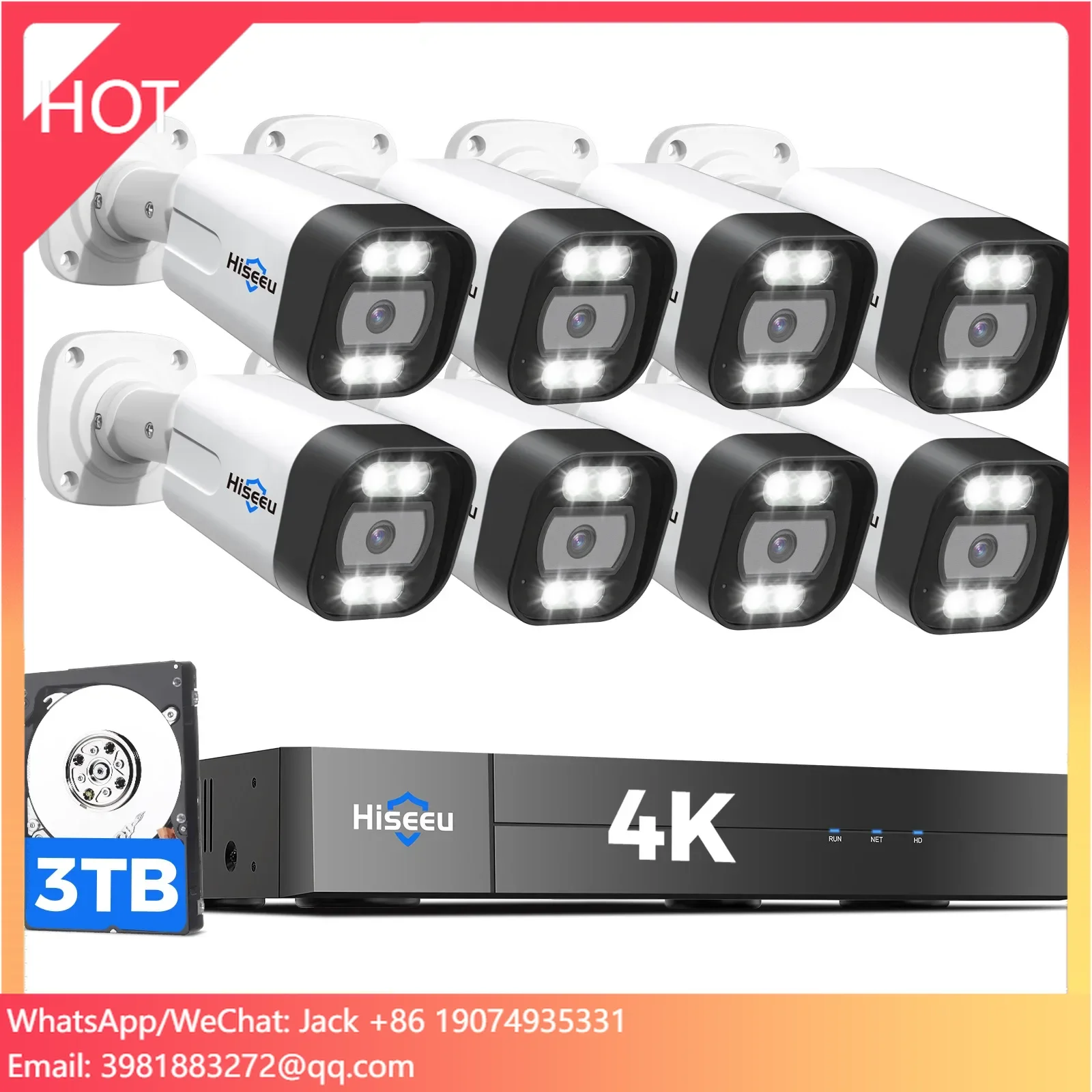Hiseeu 16CH H.265+ 4K Spotlight PoE NVR Kit Outdoor PoE IP CCTV Security Cameras System 4K 8MP
Hiseeu 16CH H.265+ 4K Spotlight PoE NVR Kit Outdoor PoE IP CCTV Security Cameras System 4K 8MP