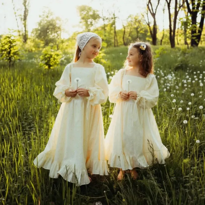Dress Children Girl Spring Autumn Cotton Floral-print Petal Sleeve Square Collar Peplum Hem Princess Courtly Style Pastorale
Dress Children Girl Spring Autumn Cotton Floral-print Petal Sleeve Square Collar Peplum Hem Princess Courtly Style Pastorale