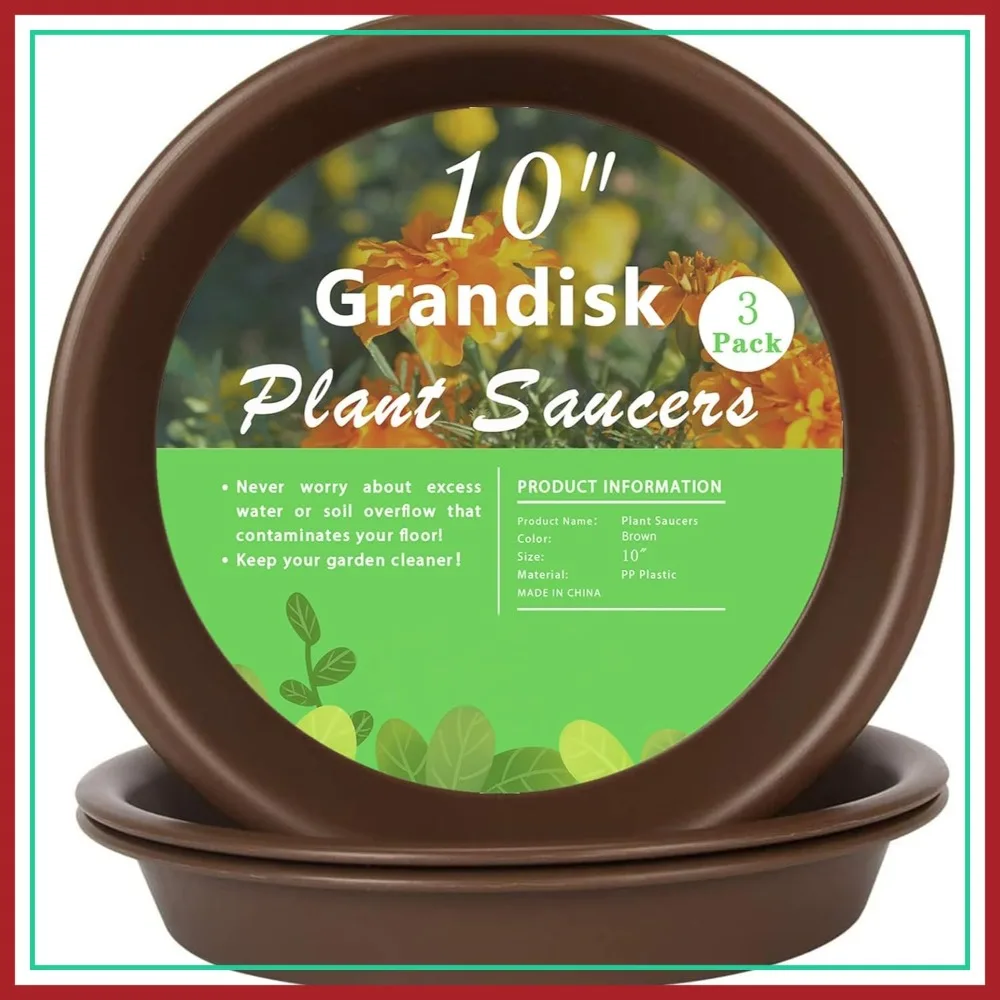 10 inch Plant Saucer, Heavy Large Planter Trays, Durable Thicker Plastic, Brown 3-Pack for Indoors & Outdoors
10 inch Plant Saucer, Heavy Large Planter Trays, Durable Thicker Plastic, Brown 3-Pack for Indoors & Outdoors