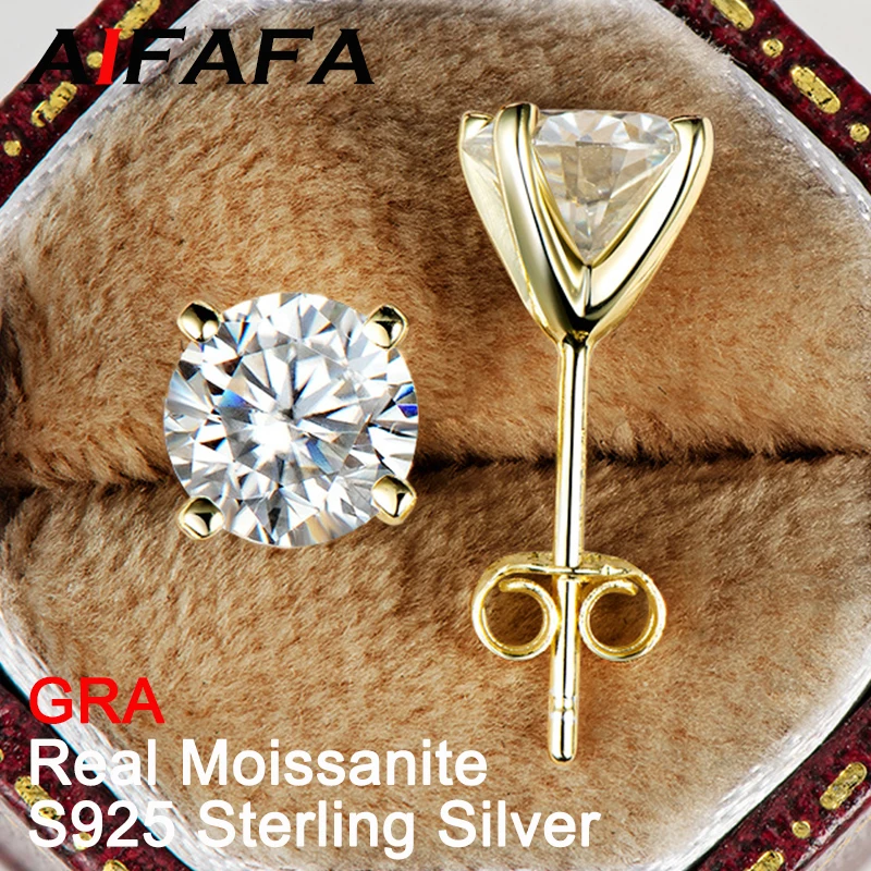 AIFAFA Real 1 Carat D Color VVS1 Moissanite Stud Earrings For Women 18K Gold 100% S925 Sterling Silver Ear Studs Fine Jewelry
AIFAFA Real 1 Carat D Color VVS1 Moissanite Stud Earrings For Women 18K Gold 100% S925 Sterling Silver Ear Studs Fine Jewelry