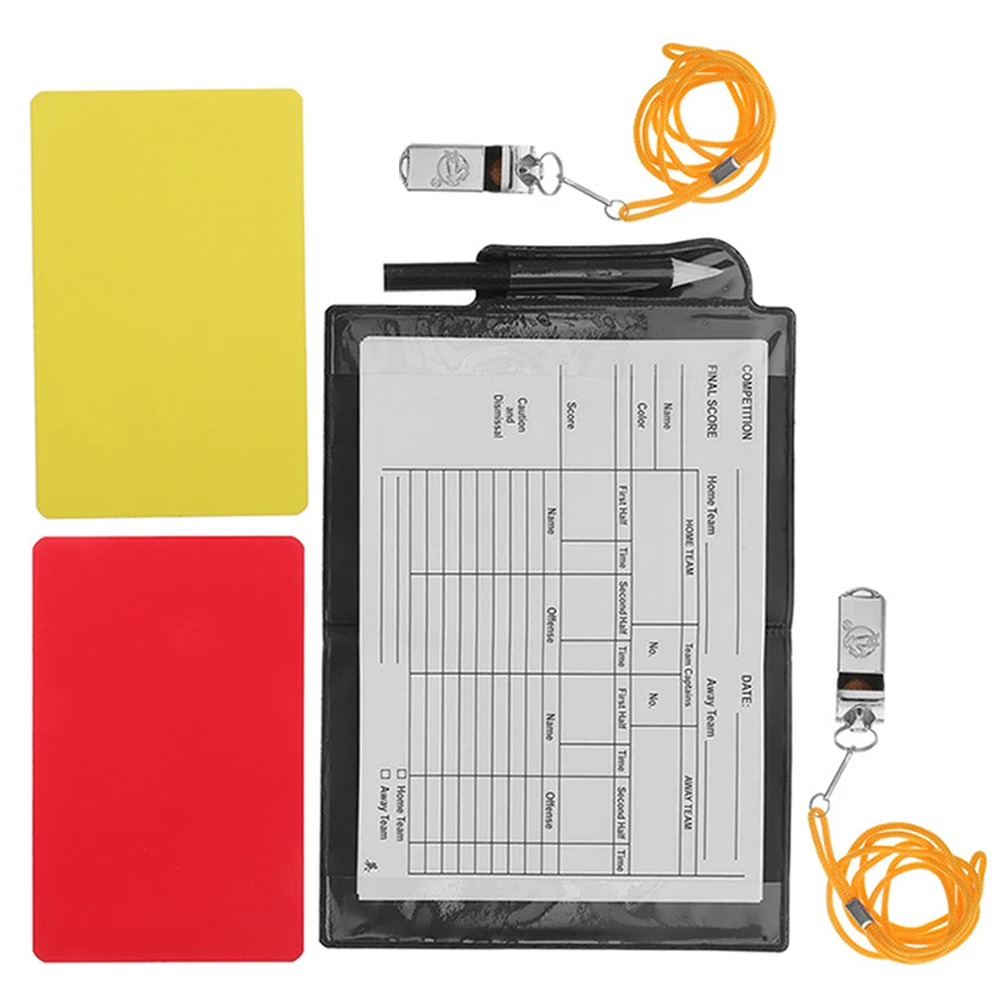 1Set Football Referee Kit Red Yellow Cards Two Metal Whistles Notepad Pen Complete Soccer Match Referee Accessory Set
1Set Football Referee Kit Red Yellow Cards Two Metal Whistles Notepad Pen Complete Soccer Match Referee Accessory Set
