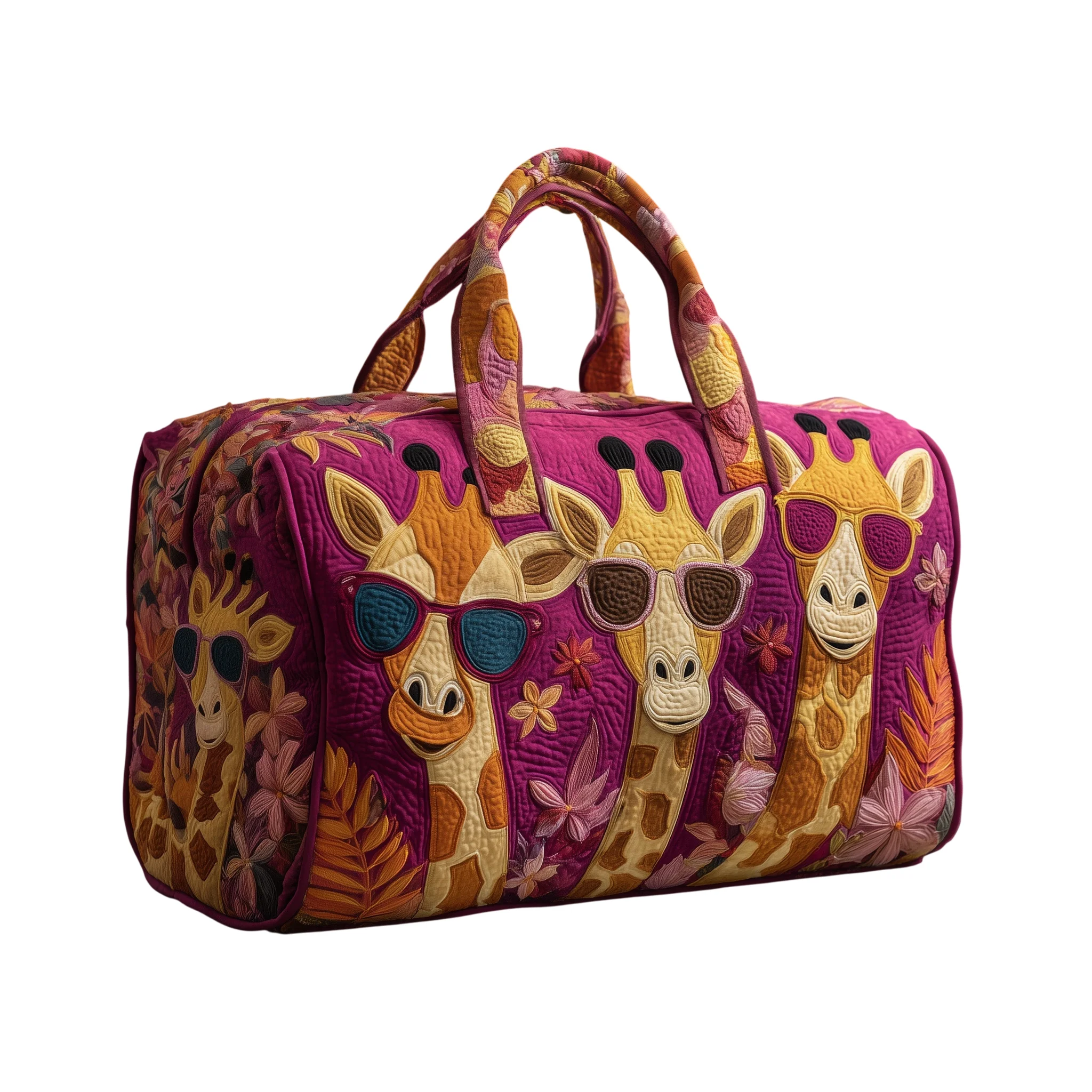 Fun Giraffe with Sunglasses Quilted Duffle Bag Tropical Floral Weekender Overnight Travel Bag for Women Men Vacation Gift
Fun Giraffe with Sunglasses Quilted Duffle Bag Tropical Floral Weekender Overnight Travel Bag for Women Men Vacation Gift