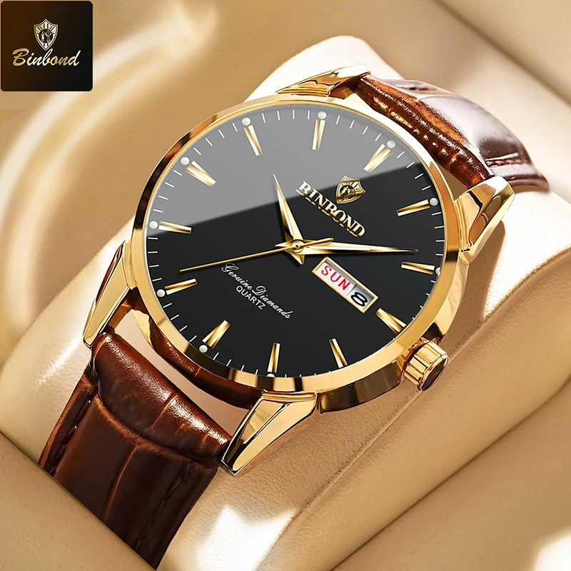 BINBOND Fashion Brown Leather Men Watch Business Sports Men Quartz Wristwatch Casual Waterproof Men Wristwatch Relogio Masculino
BINBOND Fashion Brown Leather Men Watch Business Sports Men Quartz Wristwatch Casual Waterproof Men Wristwatch Relogio Masculino
