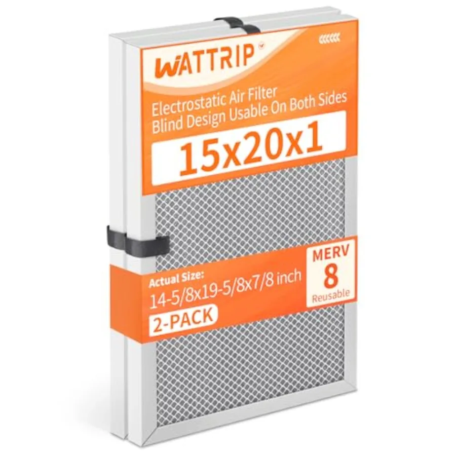 2-Pack 15x20x1 MERV 8 Reusable and Washable Electrostatic Air Filters - Long-Lasting Filter for HVAC Furnace and Air Conditione
2-Pack 15x20x1 MERV 8 Reusable and Washable Electrostatic Air Filters - Long-Lasting Filter for HVAC Furnace and Air Conditione
