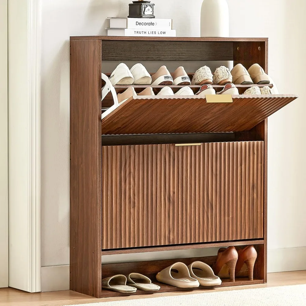 Wood Mid Century Modern Shoe Rack Cabinet Free Standing Shoe Organizer Cabinet with 2 Flip Drawers Storage Cabinet Furniture
Wood Mid Century Modern Shoe Rack Cabinet Free Standing Shoe Organizer Cabinet with 2 Flip Drawers Storage Cabinet Furniture