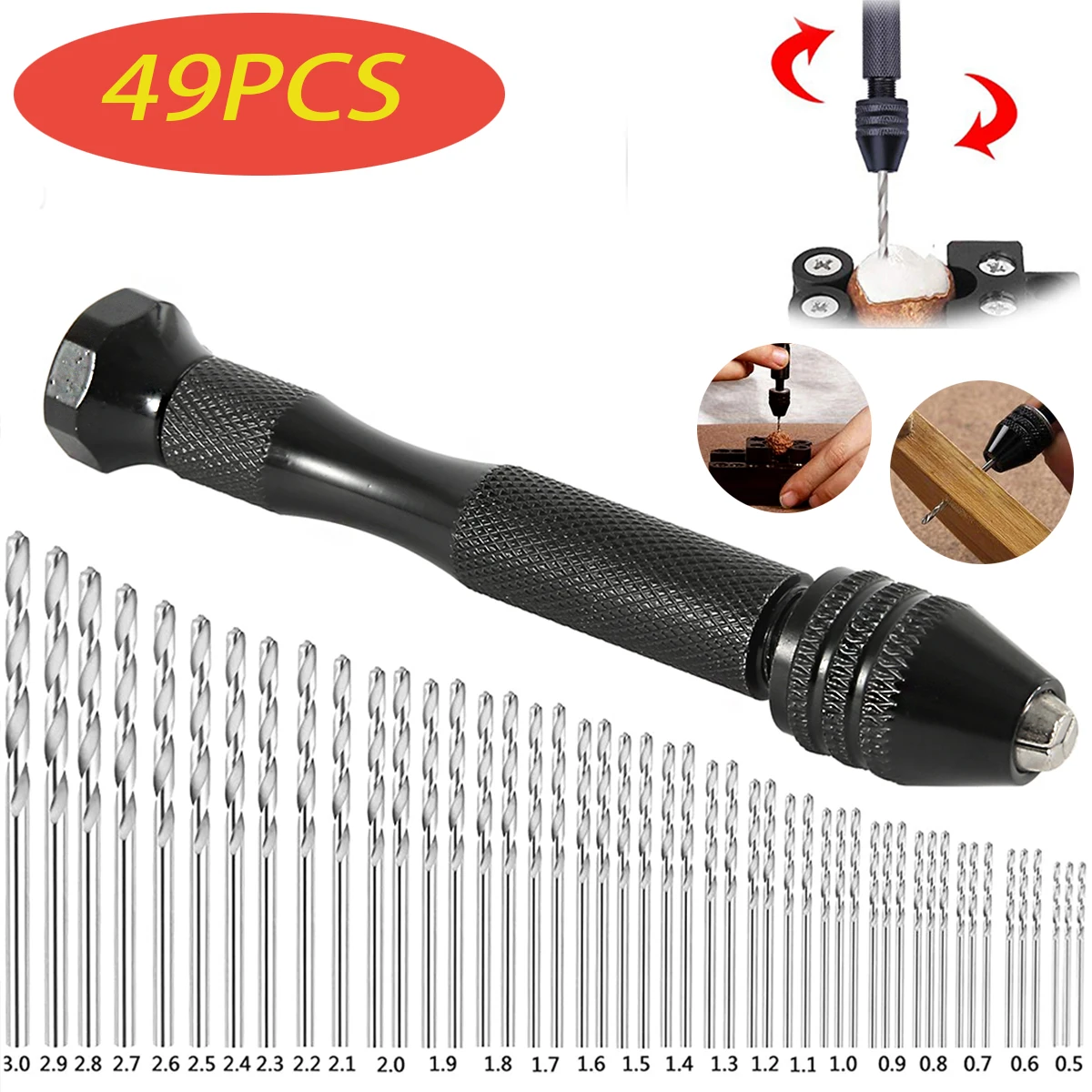 49pcs Twist Hand Drill Bit Set Mini Micro Precision Pin Vise Hand Drill Manual Suitable for DIY Craft Engraving
49pcs Twist Hand Drill Bit Set Mini Micro Precision Pin Vise Hand Drill Manual Suitable for DIY Craft Engraving