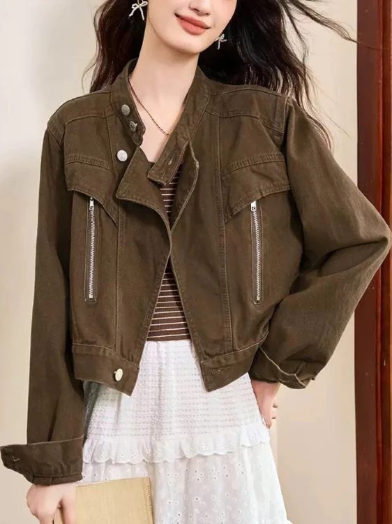 European Style plus Size Denim Shirt Jacket Spring Autumn Vintage Women's Fashion Small Size Commute Style Long Sleeve Zipper
European Style plus Size Denim Shirt Jacket Spring Autumn Vintage Women's Fashion Small Size Commute Style Long Sleeve Zipper