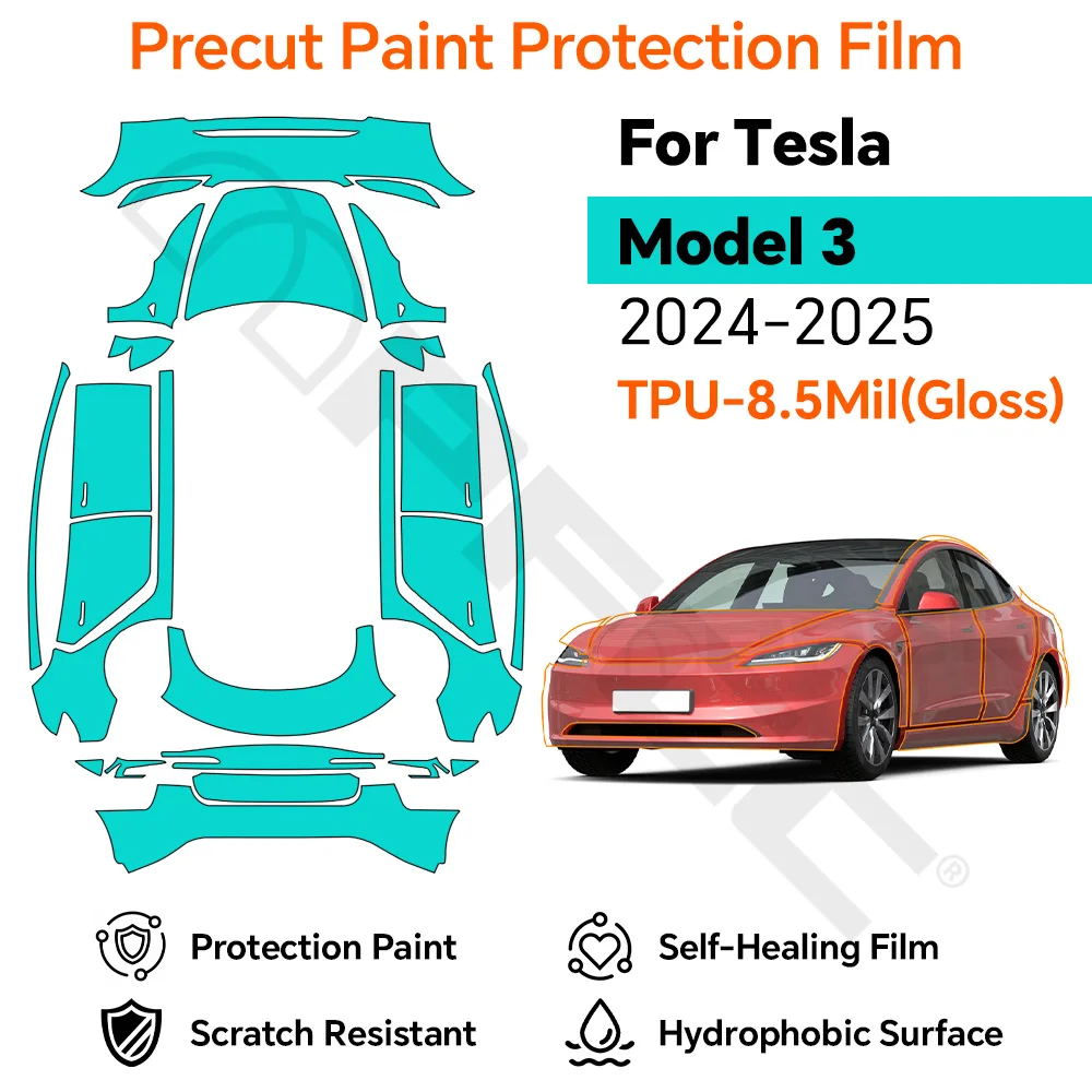 For Tesla 3 Highland 2024-2025 Matte Precut Paint Protective Film Full Car Clear 8.5Mil TPU Scratch-Resistant Accessories
For Tesla 3 Highland 2024-2025 Matte Precut Paint Protective Film Full Car Clear 8.5Mil TPU Scratch-Resistant Accessories