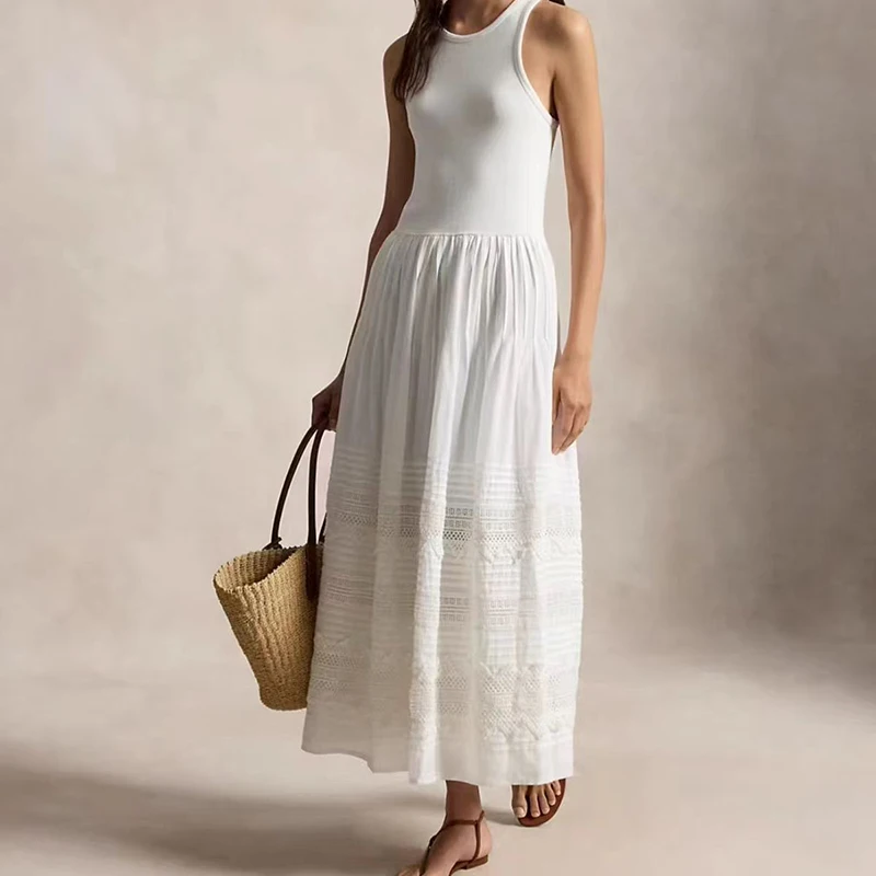 Summer New Women's Slim Fit White Pure Cotton Maxi Skirt Simple High Waist Sleeveless Halter Neck Dress Long Dress
Summer New Women's Slim Fit White Pure Cotton Maxi Skirt Simple High Waist Sleeveless Halter Neck Dress Long Dress