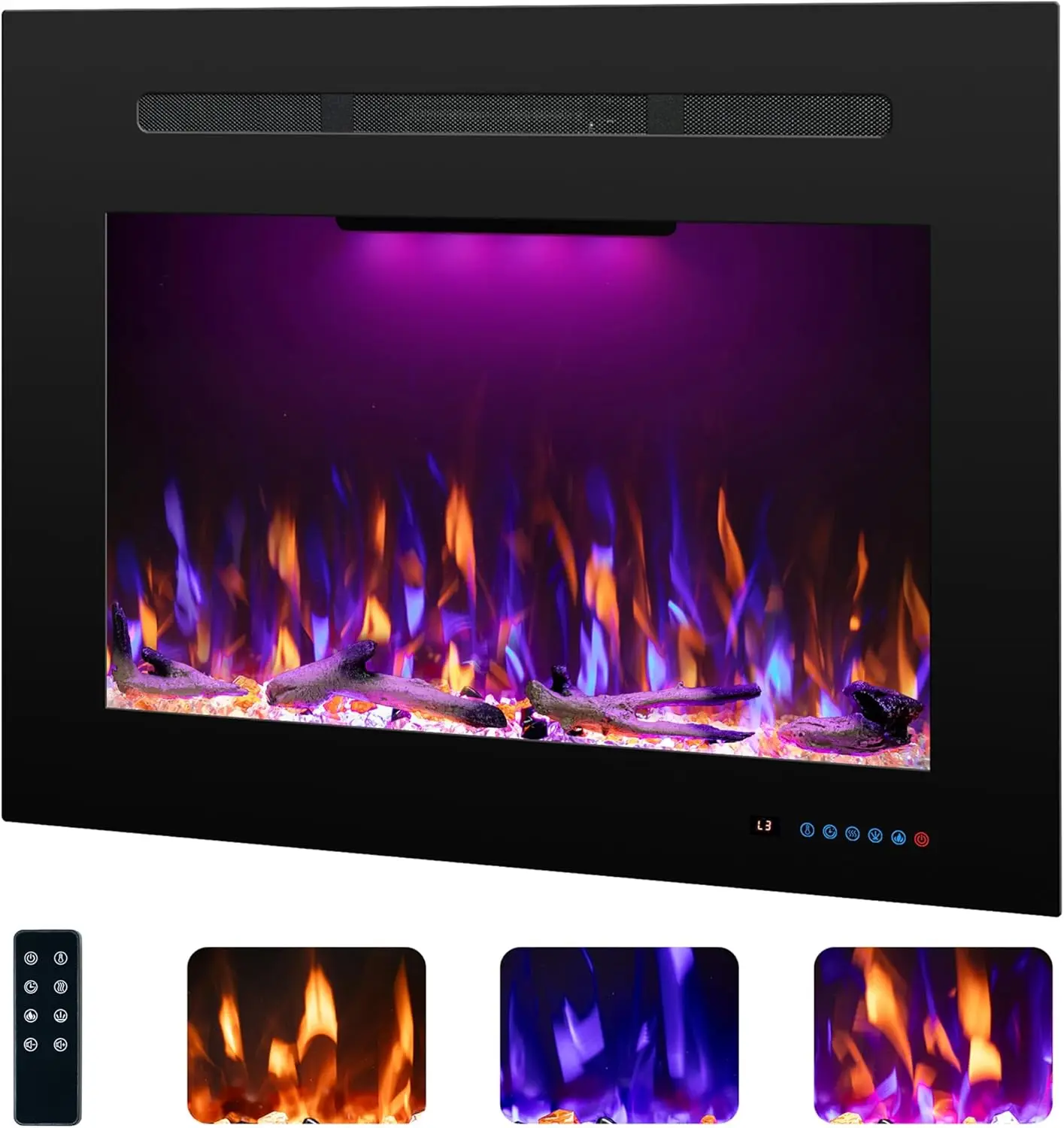 29 6 W Rear Electric Fireplace Inserts with 3 Flame Top Light Recessed Fireplace Heater with Thermostat 750 1500W Crackling
29 6 W Rear Electric Fireplace Inserts with 3 Flame Top Light Recessed Fireplace Heater with Thermostat 750 1500W Crackling