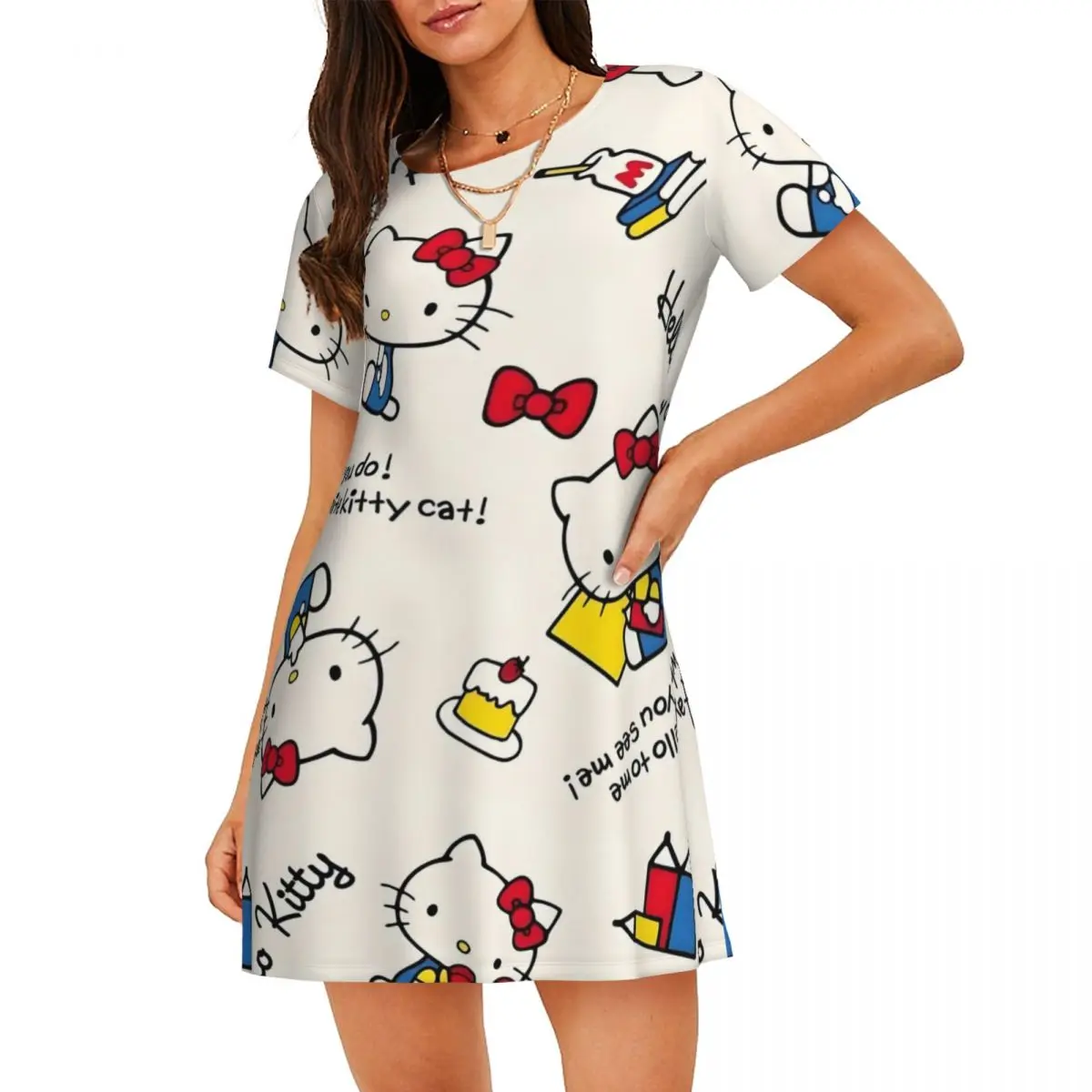 Женская ночная рубашка Hello Kitty на заказ, одежда для сна с короткими рукавами, персонаж мультфильма для отдыха, путешествий, ночные рубашки, женские пижамы
Женская ночная рубашка Hello Kitty на заказ, одежда для сна с короткими рукавами, персонаж мультфильма для отдыха, путешествий, ночные рубашки, женские пижамы
