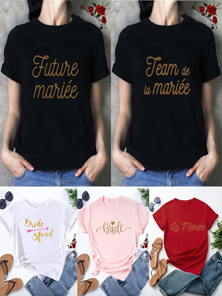 BRIDE TEAM Printed Bridal T-Shirts Bachelorette Party Shirt Black White Red Pink Short Sleeve TShirt Wedding Gift Top T Shirts
BRIDE TEAM Printed Bridal T-Shirts Bachelorette Party Shirt Black White Red Pink Short Sleeve TShirt Wedding Gift Top T Shirts