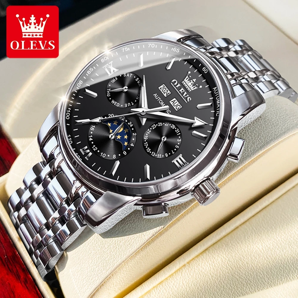 OLEVS 6633 Luxury Men's Watches Automatic Watch Men Stainless Steel Waterproof Business Sport Moon Phase Mechanical Wristwatch
OLEVS 6633 Luxury Men's Watches Automatic Watch Men Stainless Steel Waterproof Business Sport Moon Phase Mechanical Wristwatch