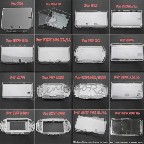 Crystal Protective Case Cover Hard Shell Skin Case For NDSL NDSi XL LL GBA SP PSP 2000 3000 PSV 1000 2000 For New 2DS 3DS XL LL