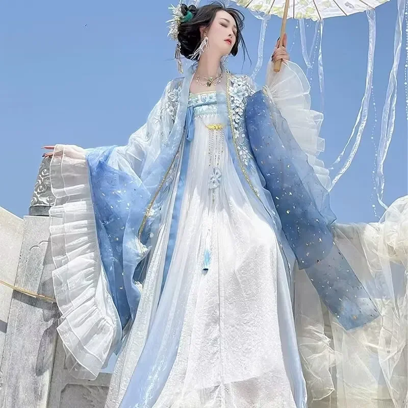 Chinese Hanfu Dress Women Embroidery Blue Gradient Hanfu Carnival Fairy Cosplay Costume Tang Dynasty Hanfu Wedding Party Dress
Chinese Hanfu Dress Women Embroidery Blue Gradient Hanfu Carnival Fairy Cosplay Costume Tang Dynasty Hanfu Wedding Party Dress