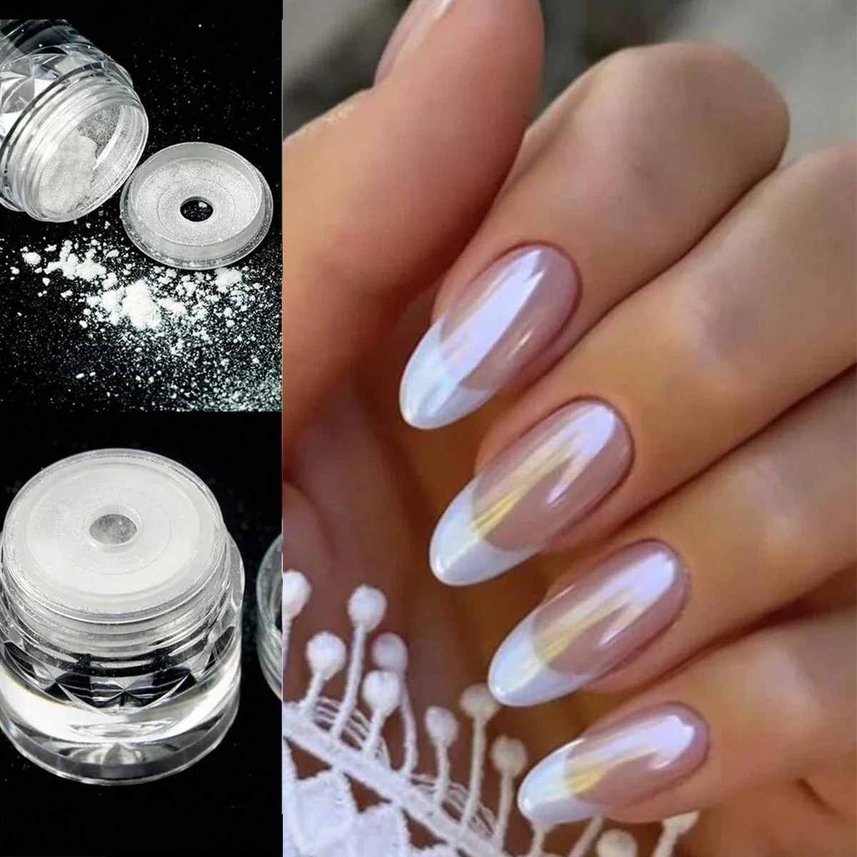 1pc Chrome Nail Powder Ice Transparent Aurora High Gloss Pearl Rainbow Color Powder Metal Pigment Nail Art Creation
1pc Chrome Nail Powder Ice Transparent Aurora High Gloss Pearl Rainbow Color Powder Metal Pigment Nail Art Creation