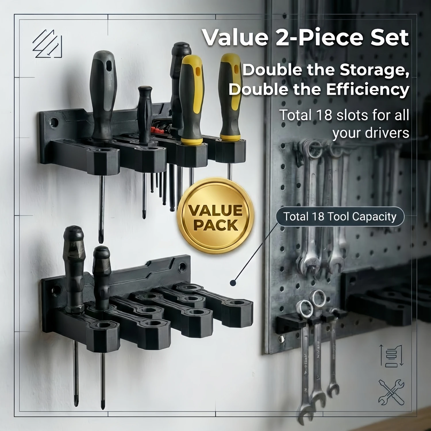 1-Piece Screwdriver Storage Rack, Screwdriver Organizer Rack, Hanging Rack for Storing Hardware Tools, 9-Hole Screwdriver Tool Rack, Storage Rack Suitable for Garages and Workshops
1-Piece Screwdriver Storage Rack, Screwdriver Organizer Rack, Hanging Rack for Storing Hardware Tools, 9-Hole Screwdriver Tool Rack, Storage Rack Suitable for Garages and Workshops