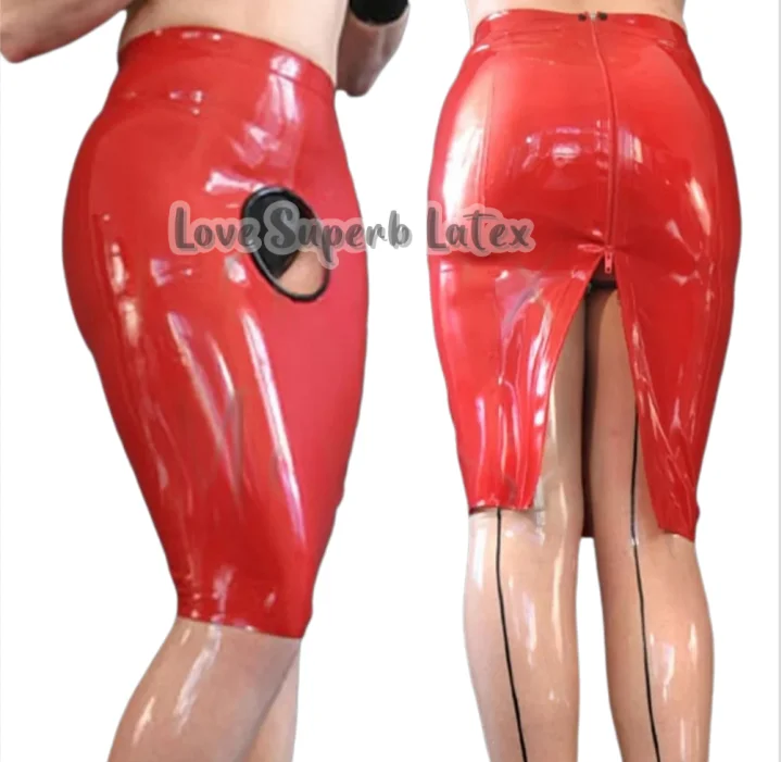 Latex Rock Rubber Short Dress Latex pencil skirt front hole Halloween Party
Latex Rock Rubber Short Dress Latex pencil skirt front hole Halloween Party