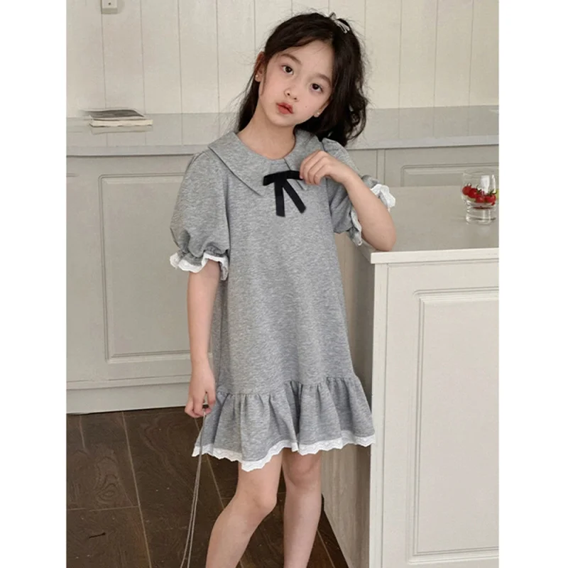 Girls' summer dress new style for young children, college style with doll collar and puff sleeves, casual dress
Girls' summer dress new style for young children, college style with doll collar and puff sleeves, casual dress