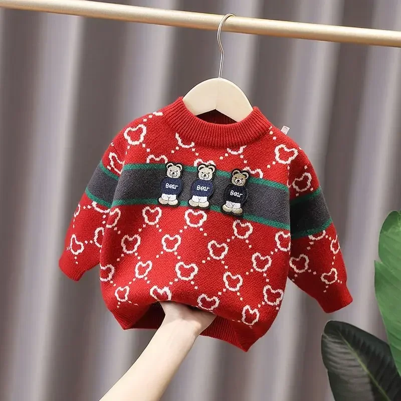 Baby Boy Knitted Clothes Children Spring Autumn Cotton Stripe Sweater Top Kids Embroidery Bear Pullover Crew Neck Knitwear
Baby Boy Knitted Clothes Children Spring Autumn Cotton Stripe Sweater Top Kids Embroidery Bear Pullover Crew Neck Knitwear
