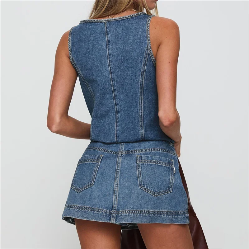 ABP-Women's 2 Piece Denim Outfits Tie Up Sleeveless Top Shorts Set Tracksuit Y2k Two Piece Jeans Set Vacation Outfits
ABP-Women's 2 Piece Denim Outfits Tie Up Sleeveless Top Shorts Set Tracksuit Y2k Two Piece Jeans Set Vacation Outfits
