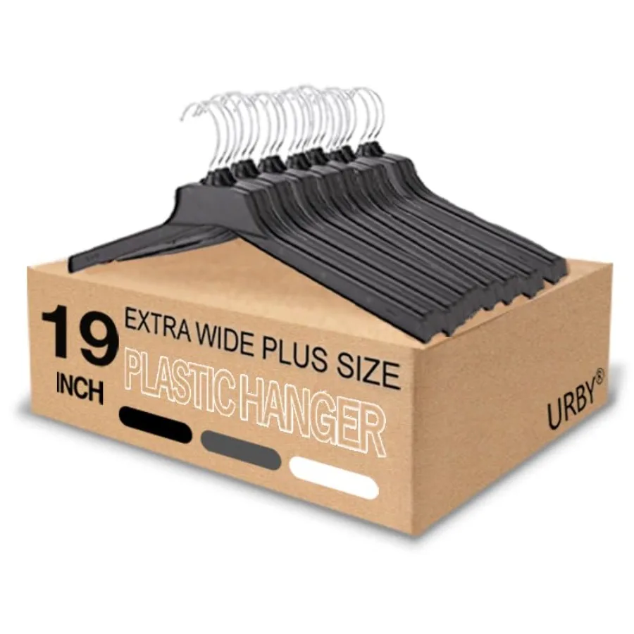 Extra Wide Hangers for Plus Size Clothes 19 Inch Plastic Black Hangers Ideal for XL XXL Shirts Coats Dresses
Extra Wide Hangers for Plus Size Clothes 19 Inch Plastic Black Hangers Ideal for XL XXL Shirts Coats Dresses