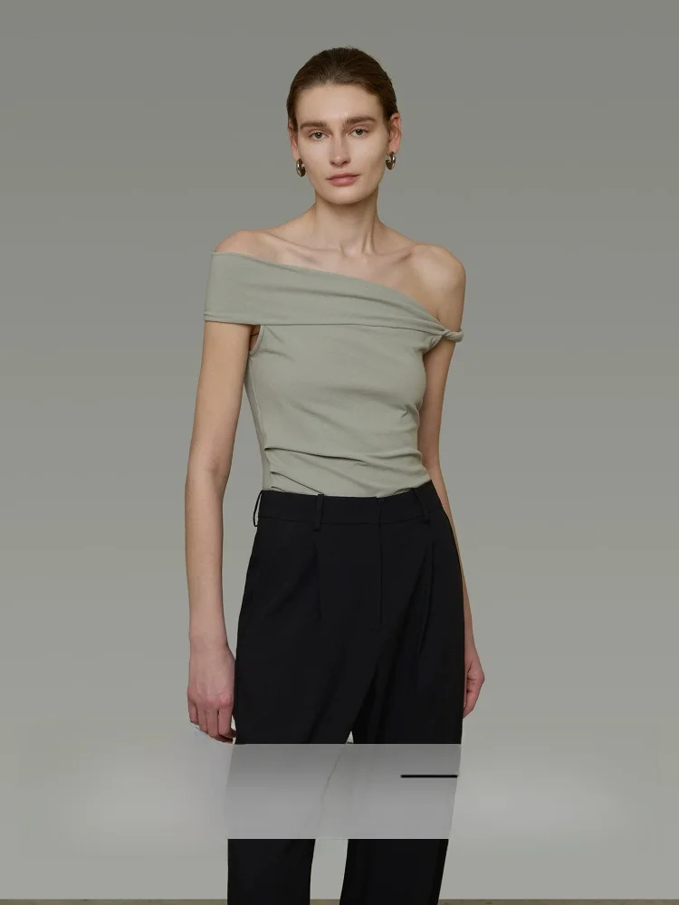 Elegant Twist Knot Shoulder Short Sleeve Women's T-shirt Slimming Versatile Casual Cotton Pure Color One-Shoulder Top
Elegant Twist Knot Shoulder Short Sleeve Women's T-shirt Slimming Versatile Casual Cotton Pure Color One-Shoulder Top