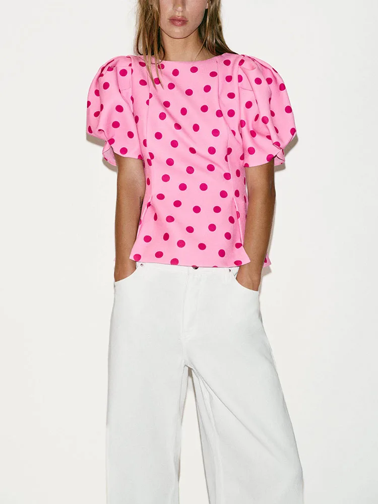 New Summer Women's Fashion round Neck Bubble Short Sleeve Polka Dot Top Short Length 18-25 Years Old 2026 Season
New Summer Women's Fashion round Neck Bubble Short Sleeve Polka Dot Top Short Length 18-25 Years Old 2026 Season