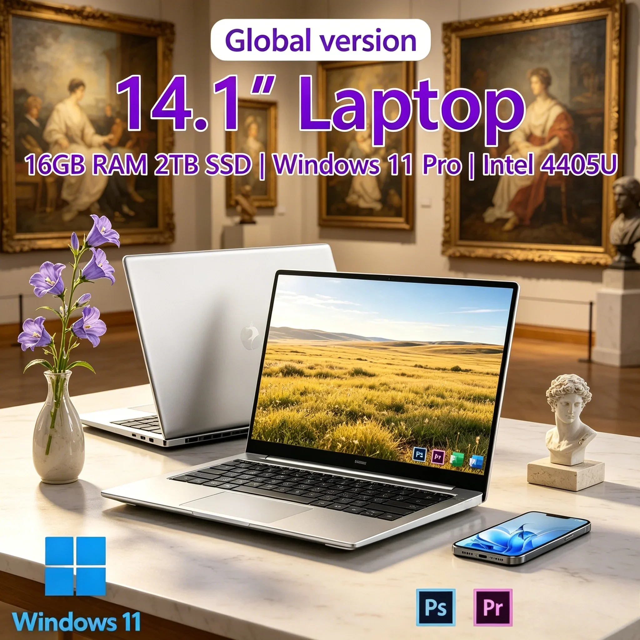 14.1" Slim Lightweight Laptop 4405U CPU 16GB Big RAM 2TB High Speed SSD Portable Business Study Entertainment Computer
14.1" Slim Lightweight Laptop 4405U CPU 16GB Big RAM 2TB High Speed SSD Portable Business Study Entertainment Computer