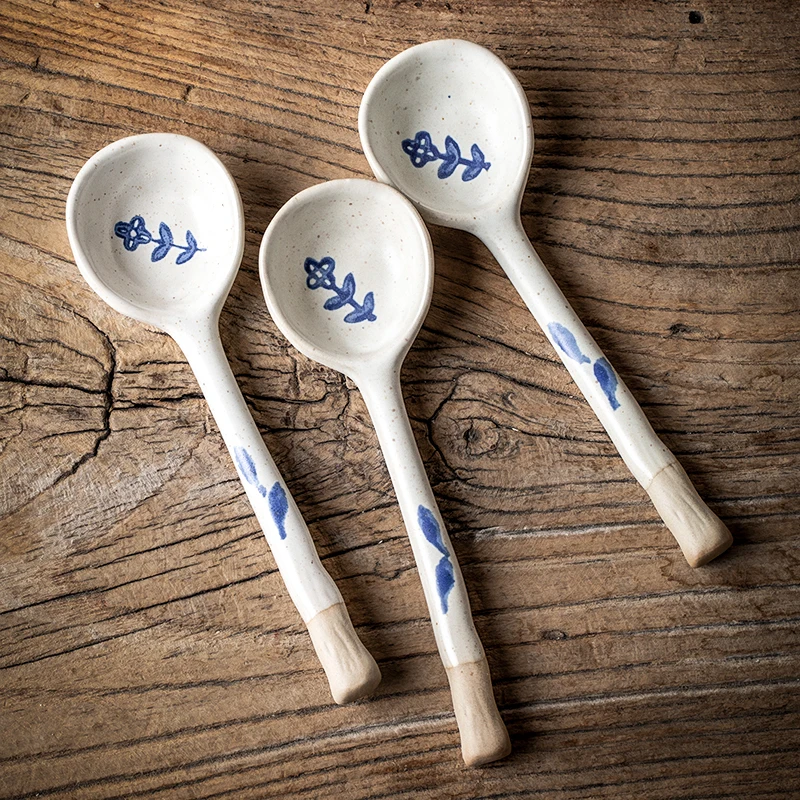 Japanese Hand Painted Floral Long Handle Spoon Retro Stoneware Soup Spoon Ceramic Tableware
Japanese Hand Painted Floral Long Handle Spoon Retro Stoneware Soup Spoon Ceramic Tableware