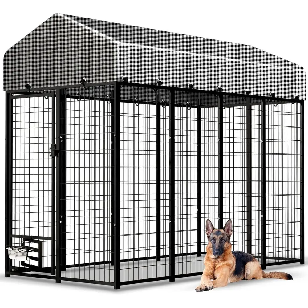 Outdoor Dog Run Enclosure 8'x4'x6' Dog Pen House with Roof Cover Heavy Duty Welded Wire Steel Dog Playpen Animal Fence with Feed
Outdoor Dog Run Enclosure 8'x4'x6' Dog Pen House with Roof Cover Heavy Duty Welded Wire Steel Dog Playpen Animal Fence with Feed