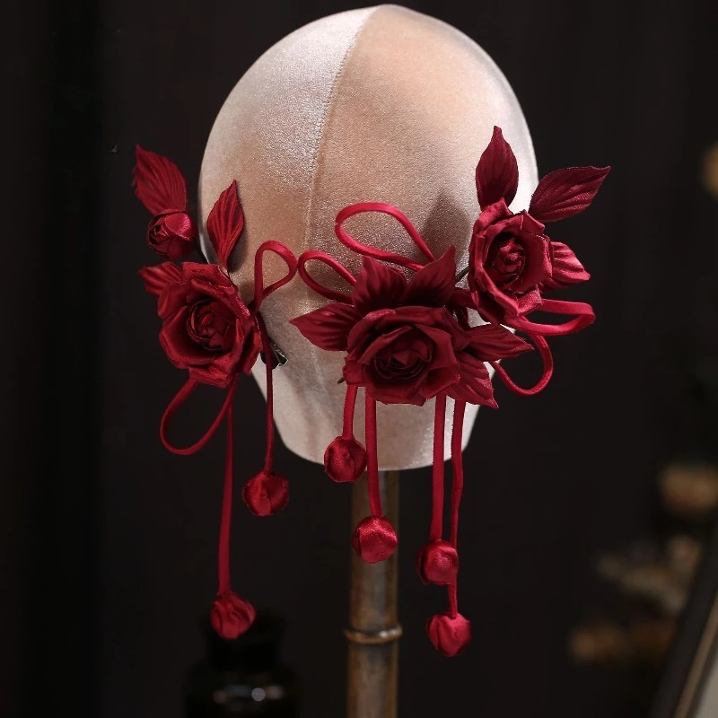 Burgundy Rose Bow Hairpin Vintage Style Bridal Toast Clothes Cheongsam
Burgundy Rose Bow Hairpin Vintage Style Bridal Toast Clothes Cheongsam