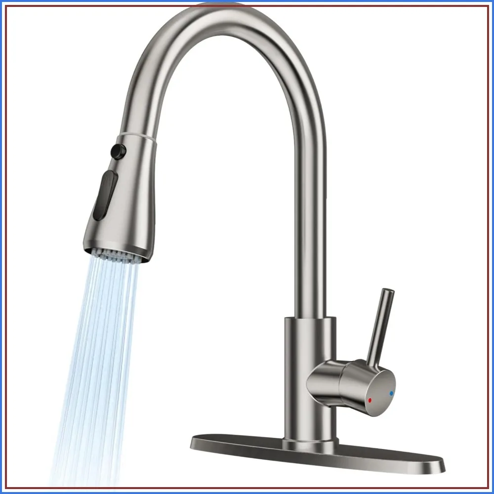 High Arc Pull Down Kitchen Faucet, Stainless Steel Single Handle, 1 or 3 Hole, Brushed Nickel for Farmhouse Laundry RV
High Arc Pull Down Kitchen Faucet, Stainless Steel Single Handle, 1 or 3 Hole, Brushed Nickel for Farmhouse Laundry RV
