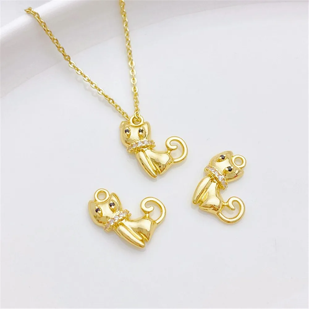 14K Gold-plated Black Diamond Cute Kitten Charm Pendant DIY Jewelry Supplies Beads for Necklace Bracelet Craft Accessories
14K Gold-plated Black Diamond Cute Kitten Charm Pendant DIY Jewelry Supplies Beads for Necklace Bracelet Craft Accessories